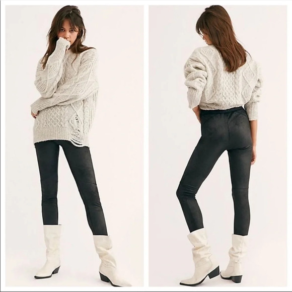 NWT Free People Midnight Vegan Suede Leggings - Picture 4 of 12